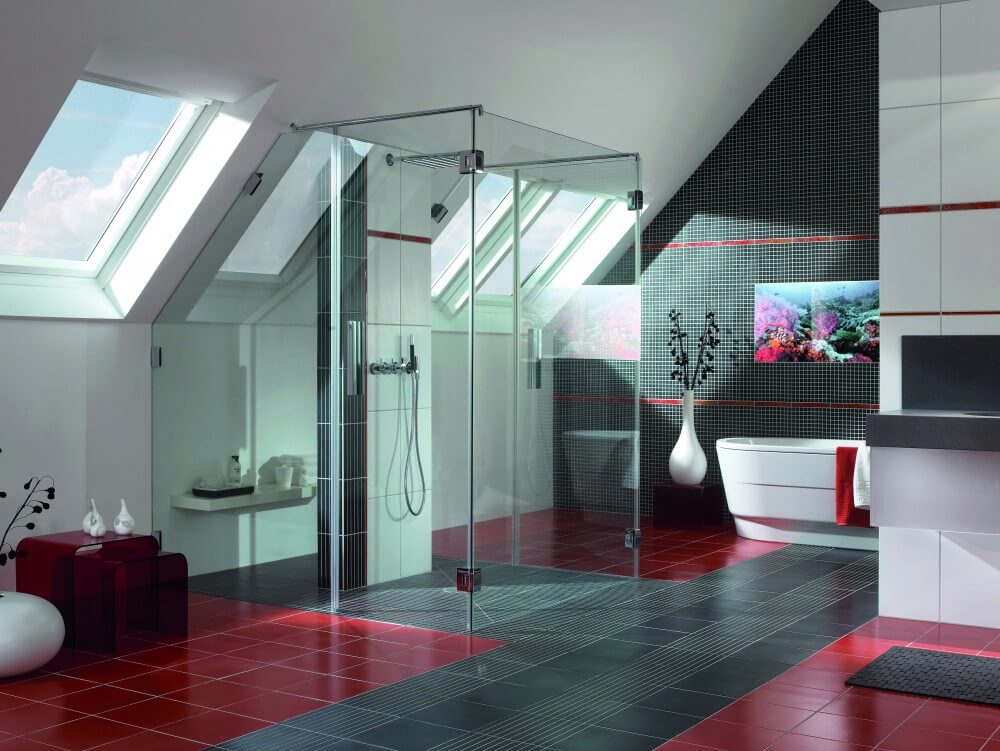 Dusche schwarzrot